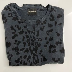 Monrow Blue Leopard Sweatshirt